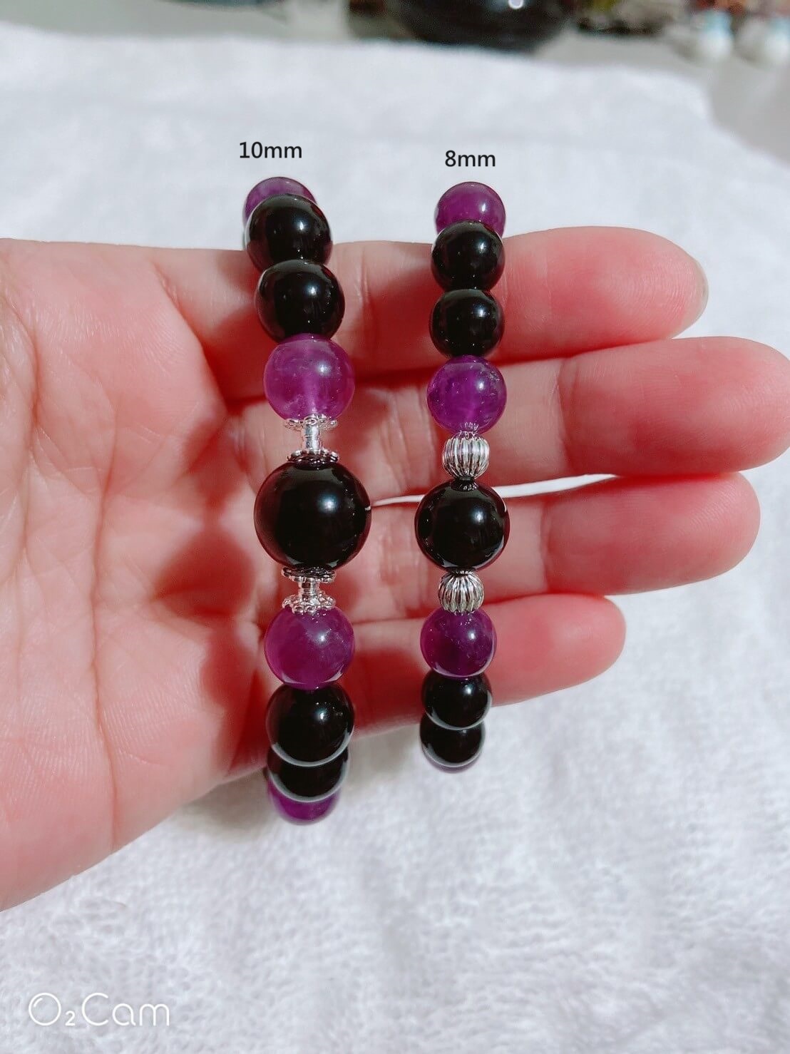 天然紫水晶、黑曜石念珠手鍊