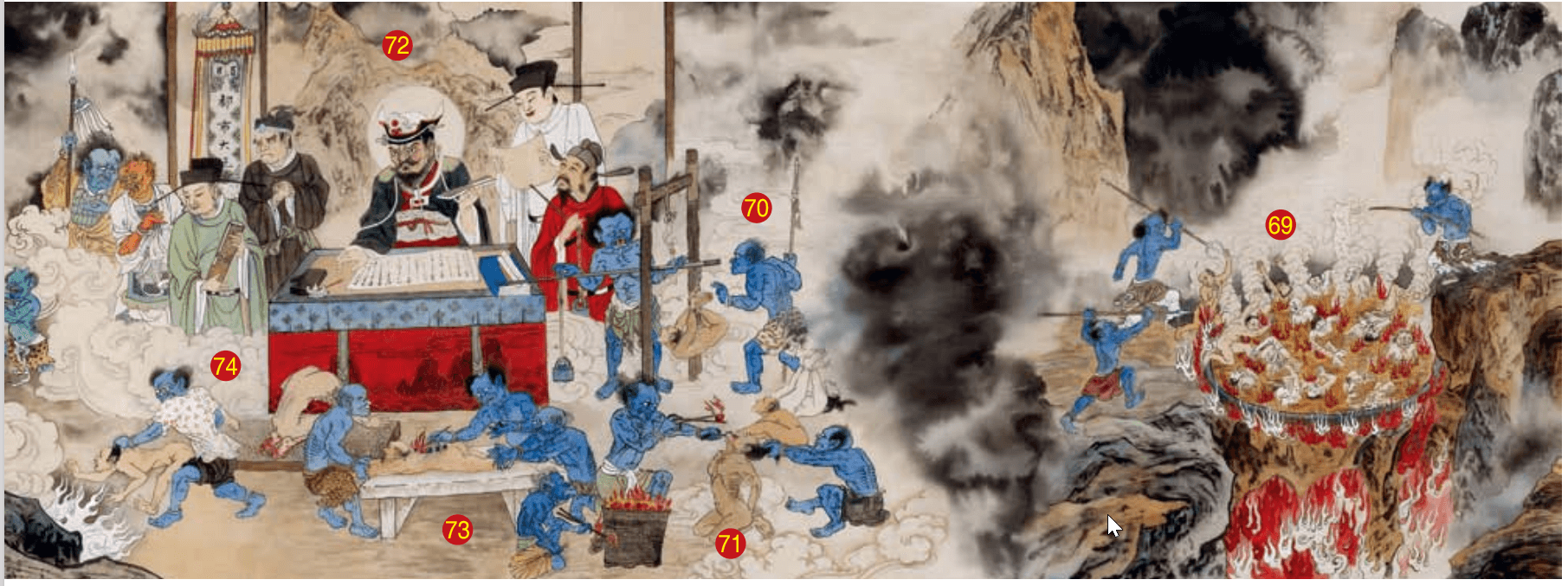 第七殿泰山王：油釜地獄、磅稱獄、鐵丸獄